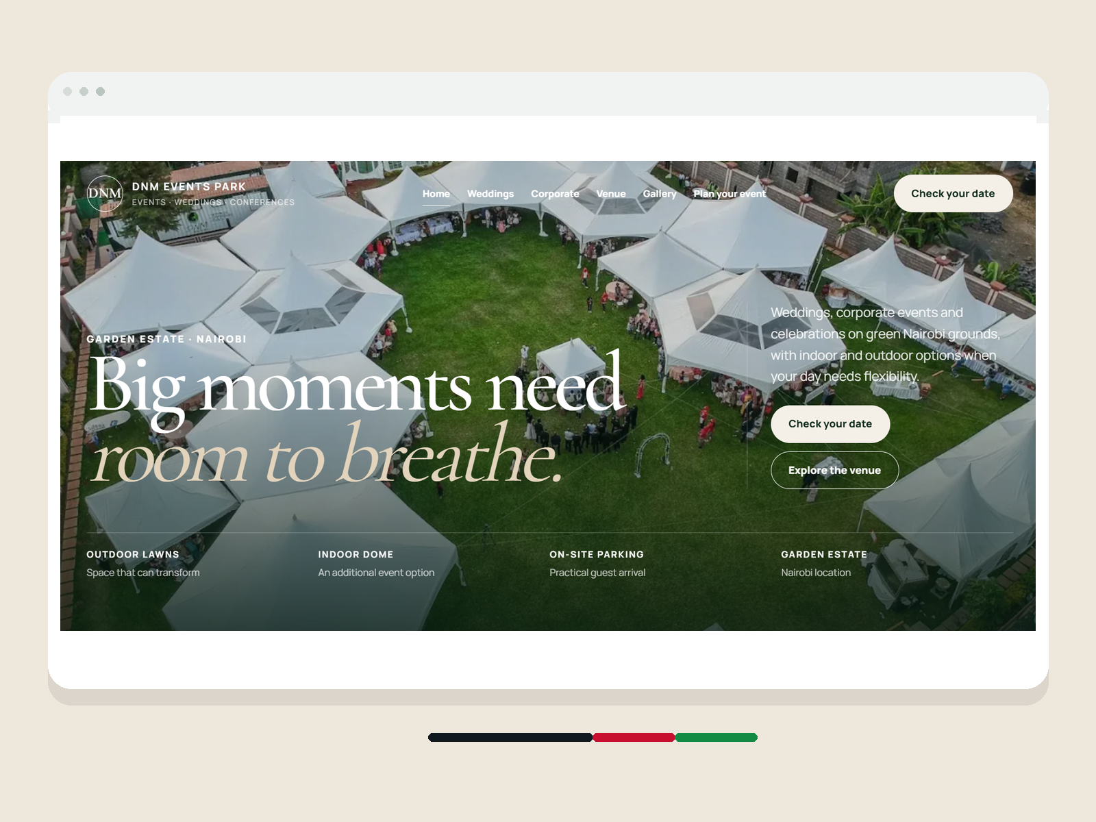 DNM Events Park website screenshot