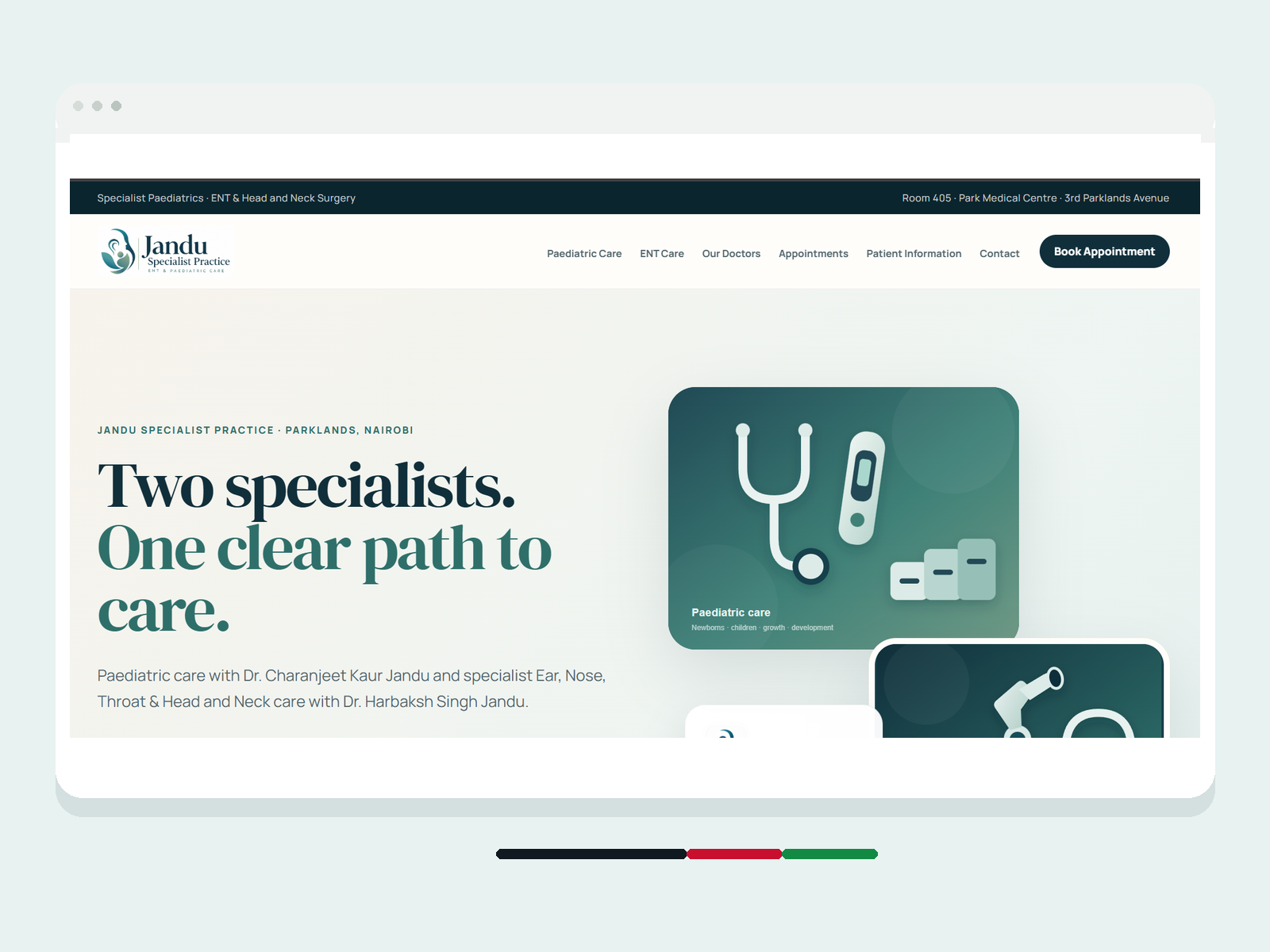 Jandu Specialist Practice website screenshot